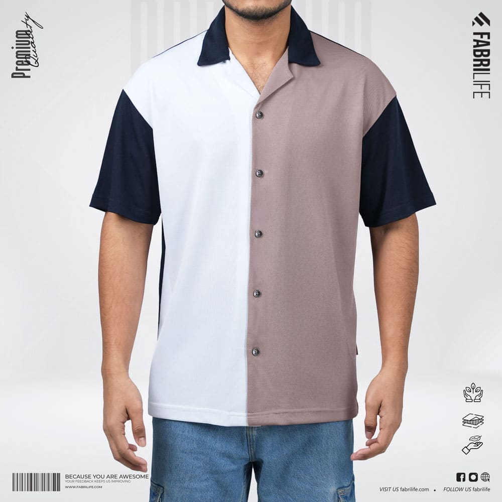Premium Cuban Shirt – Lavender/Ash White
